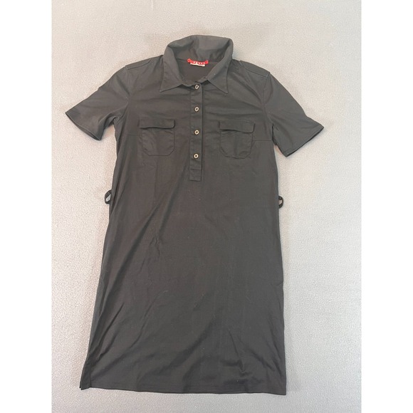 Prada S/S Dress Collared Neckline Partial Button Down Tie Detail Women Sm Black - Picture 1 of 15